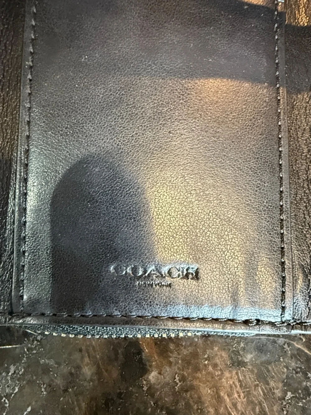 Coach Red and Black Checkered Leather Trifold Compact Wallet
